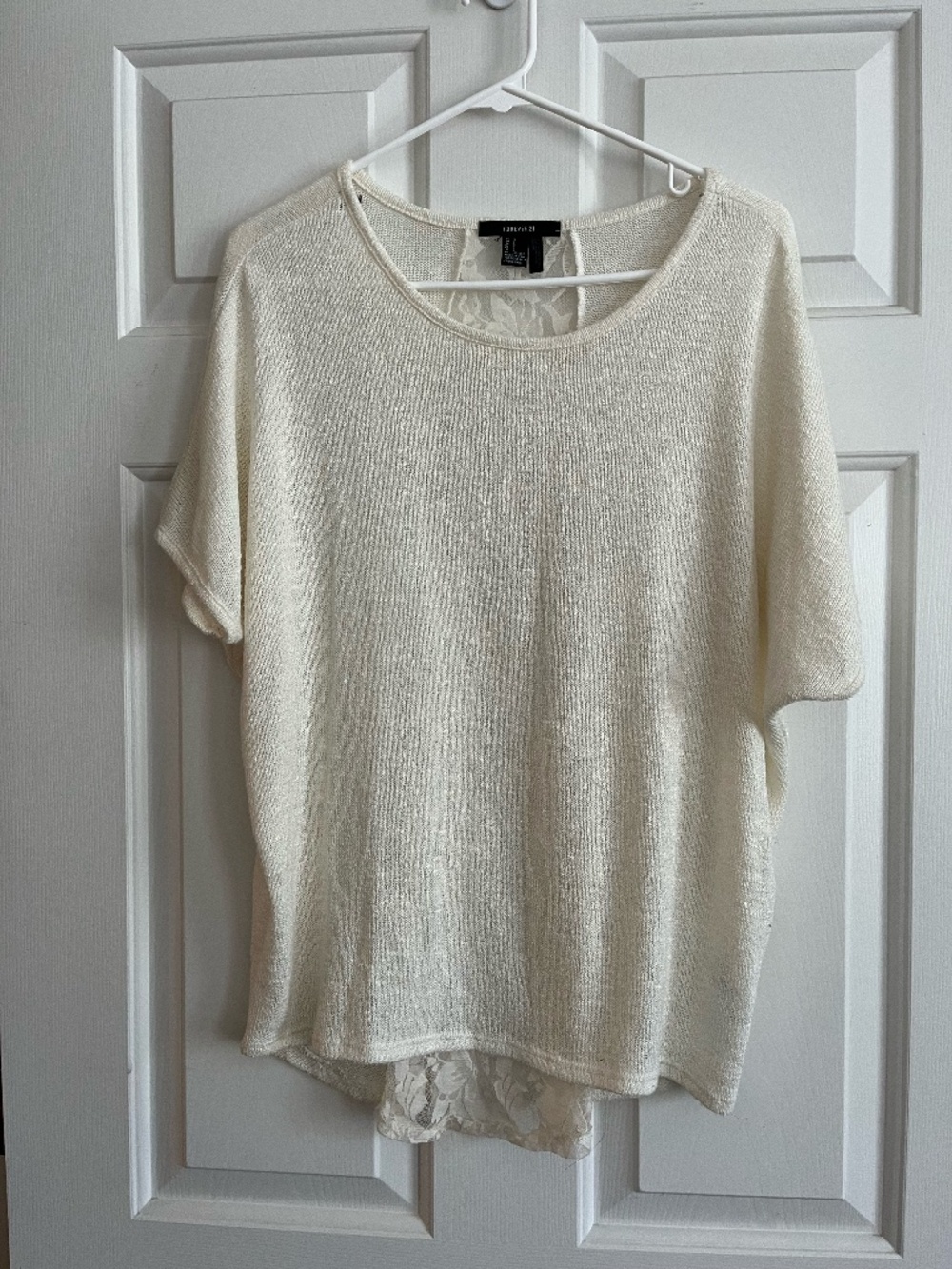 Forever21 Ivory White Shirt with Lace Back Detail | Size Small
